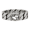 GUCCI SILVER THIN CHAIN INTERLOCKING G RING