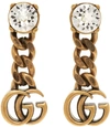 GUCCI GOLD CRYSTAL DOUBLE G EARRINGS