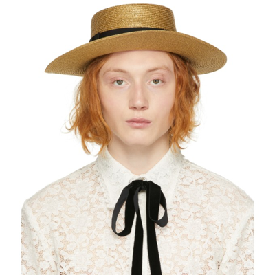 Gucci Gold & Black Lamé Papier Hat In 8060 Dore Noir