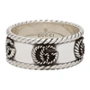GUCCI SILVER TEXTURED DOUBLE G RING