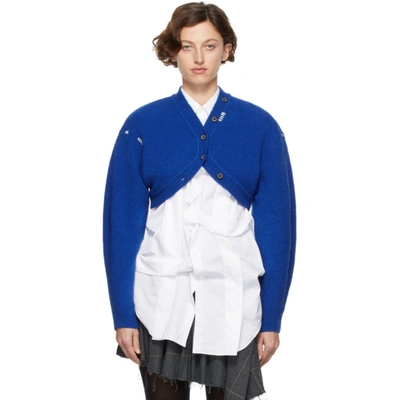 Ader Error Buttoned-up Cropped Cardigan In Blue