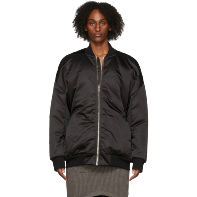 Rick Owens Black Jumbo Peter Bomber Jacket In 09 Black