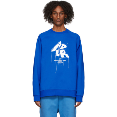 Ader Error Logo印花长袖卫衣 In Blue