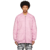 RICK OWENS DRKSHDW PINK NYLON QUILTED JUMBO FLIGHT BOMBER