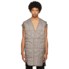 RICK OWENS DRKSHDW BROWN NYLON QUILTED LINER VEST