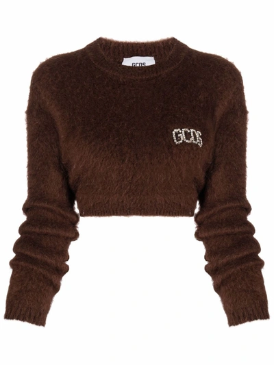 Gcds Embellished-logo Jumper In Braun