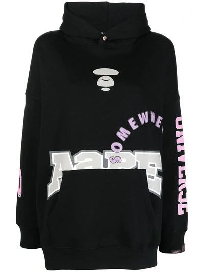 Aape By A Bathing Ape Graphic-print Cotton Hoodie In Schwarz
