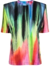 Attico Rainbow-print Short-sleeved T-shirt In Rot
