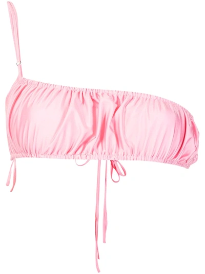 Supriya Lele Ruched Asymmetric Bikini Top In Rosa