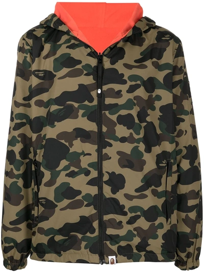 A Bathing Ape Camouflage-print Hooded Jacket In Grün