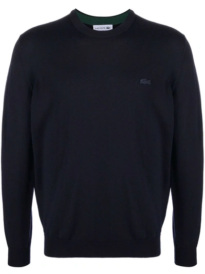 Lacoste Logo Embroidered Jumper In Blau