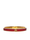 Tory Burch Kira Logo Colored Bangle Bracelet In Tory Gold Brilliant Red
