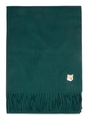 MAISON KITSUNÉ SMALL FOX HEAD WOOL SCARF,HU06229BT3004 DARK GREEN P390