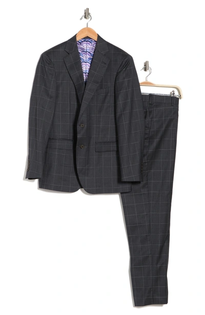 Alton Lane Notch Lapel Suit In Grey Windowpane