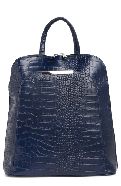 Markese Leather Backpack In Blue
