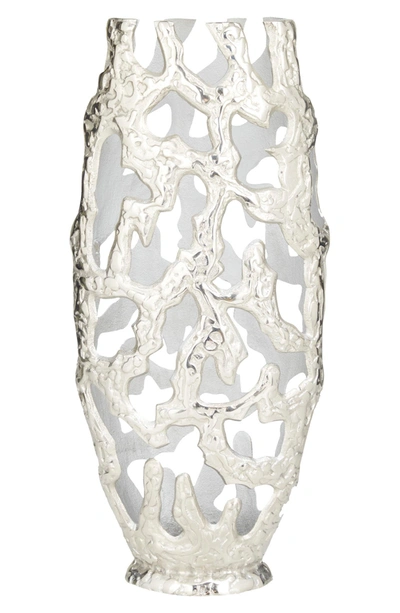 Willow Row Contemporary Aluminum Decorative Vase In Silver