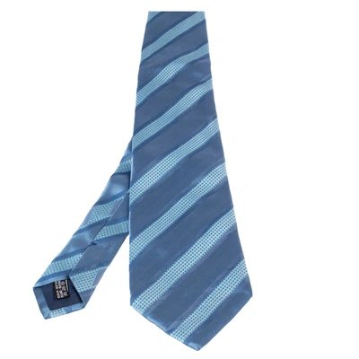 Pre-owned Ferragamo Blue Multistriped Silk Tie