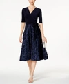 Alex Evenings Women's Sequined Lace Fit & Flare Dress In Navy