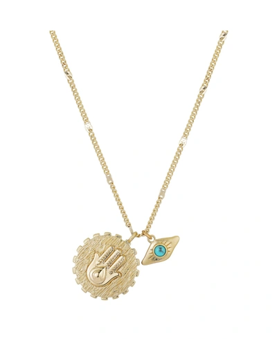 Unwritten 14k Gold Flash-plated Hamas And Evil Eye Pendant Necklace