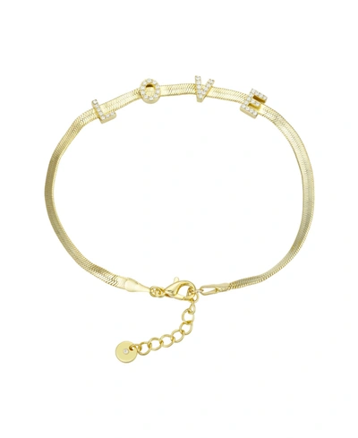 Unwritten 14k Gold Flash-plated Crystal "love" Bracelet