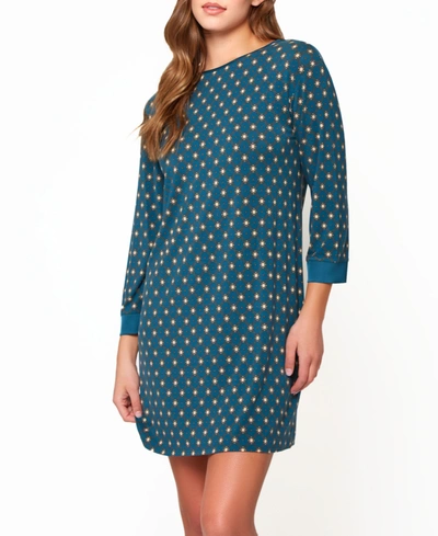 Icollection Women's Malachite Ultra Soft Keyhole Back Print Chemise In Blue