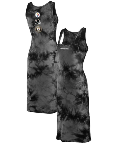 Wear By Erin Andrews Women's Black Pittsburgh Steelers Tie-dye Tank Top Dress