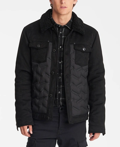 Karl Lagerfeld Men's Sherpa Trucker Jacket In Black