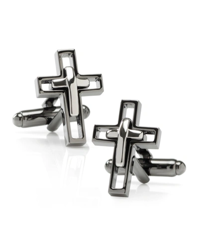 Ox & Bull Trading Co. Men's Cut Out Cross Cufflinks In Gunmetal