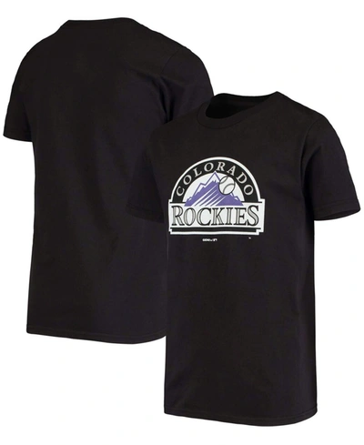 Outerstuff Youth Big Boys Black Colorado Rockies Primary Team Logo T-shirt
