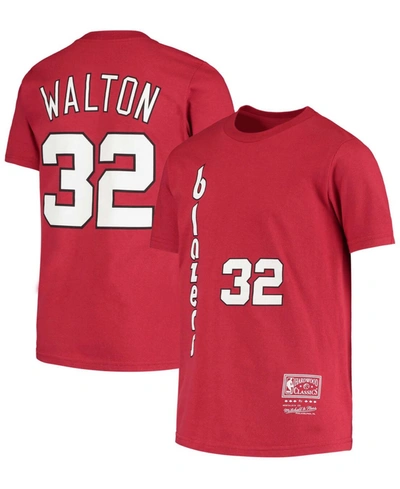 Mitchell & Ness Youth Bill Walton Red Portland Trail Blazers Hardwood Classics Name And Number T-shirt