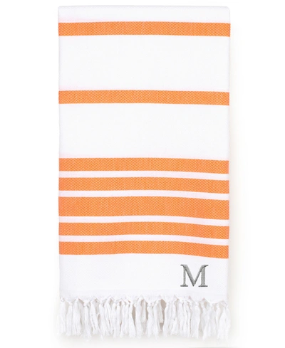 Linum Home Personalized Herringbone Pestemal Beach Towel Bedding In Orange A