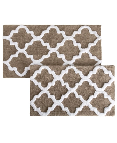 Baldwin Home 2 Piece Trellis Bathroom Mat Set Bedding In Taupe