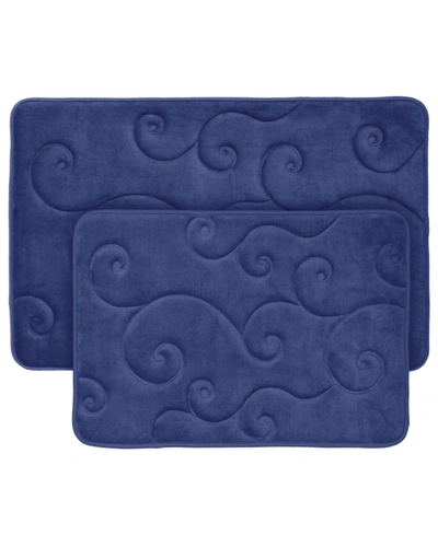 Baldwin Home 2 Piece Memory Foam Bath Mat Set Bedding In Navy