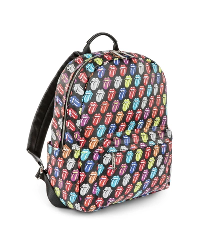 Rolling Stones The Cult Collection Soft Saffiano Backpack With Top Zippered Main Opening In Multi
