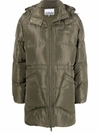 Ganni Oversized Tech Puffer Midi Jacket In Green