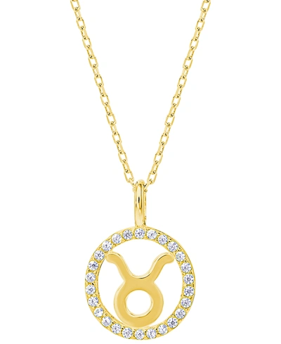 Giani Bernini Cubic Zirconia Zodiac Halo 18" Pendant Necklace In 18k Gold-plated Sterling Silver, Created For Macy In Taurus