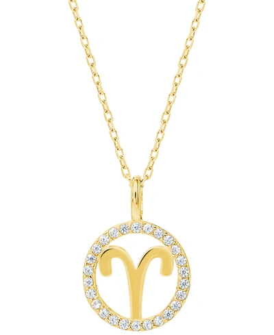 Giani Bernini Cubic Zirconia Zodiac Halo 18" Pendant Necklace In 18k Gold-plated Sterling Silver, Created For Macy In Aries