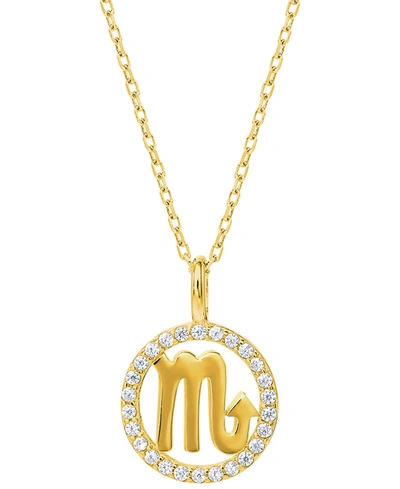 Giani Bernini Cubic Zirconia Zodiac Halo 18" Pendant Necklace In 18k Gold-plated Sterling Silver, Created For Macy In Scorpio