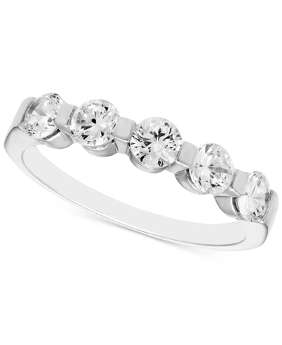 Macy's Diamond Five Stone Band (1 Ct. T.w.) In 14k White Or Yellow Gold In White Gold