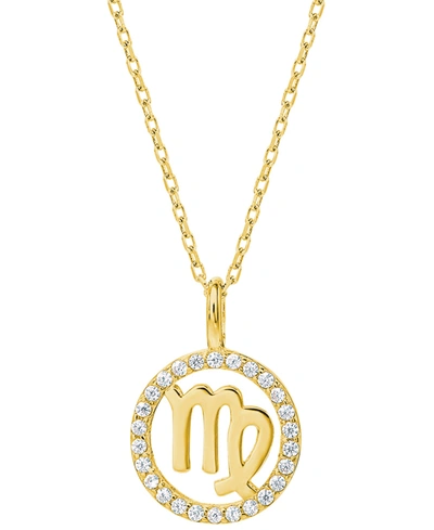Giani Bernini Cubic Zirconia Zodiac Halo 18" Pendant Necklace In 18k Gold-plated Sterling Silver, Created For Macy In Virgo
