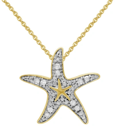 Macy's Diamond Starfish 18" Pendant Necklace (1/10 Ct. T.w.) In 14k Gold-plated Sterling Silver