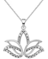 Macy's Diamond Lotus Blossom 18" Pendant Necklace (1/10 Ct. T.w.) In Sterling Silver In Sterling Silver
