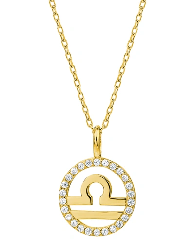 Giani Bernini Cubic Zirconia Zodiac Halo 18" Pendant Necklace In 18k Gold-plated Sterling Silver, Created For Macy In Libra