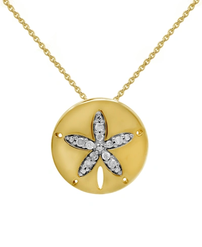 Macy's Diamond Sand Dollar 18" Pendant Necklace (1/10 Ct. T.w.) In 14k Gold-plated Sterling Silver
