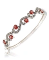 MACY'S MARCASITE AND GARNET (5 CT. T.W.) BANGLE IN STERLING SILVER