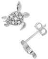 Macy's Diamond Turtle Stud Earrings (1/10 Ct. T.w.) In Sterling Silver In Sterling Silver