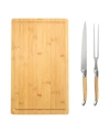 FRENCH HOME CONNOISSEUR LAGUIOLE CARVING KNIFE AND FORK AND BAMBOO CUTTING BOARD WITH MOAT, SET OF 2