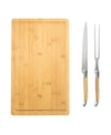 French Home 2 Piece Connoisseur Laguiole Olive Wood Carving Knife And Fork And Bamboo Cutting Board With Moat In Olive Wood