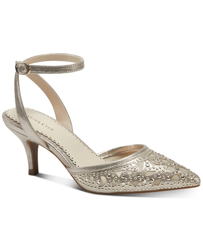 Charter Club Giadaa Womens Embellished Pointed Toe Pumps In Platino