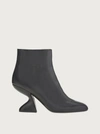 Ferragamo F-heel Sculpted Ankle Boots In Black
